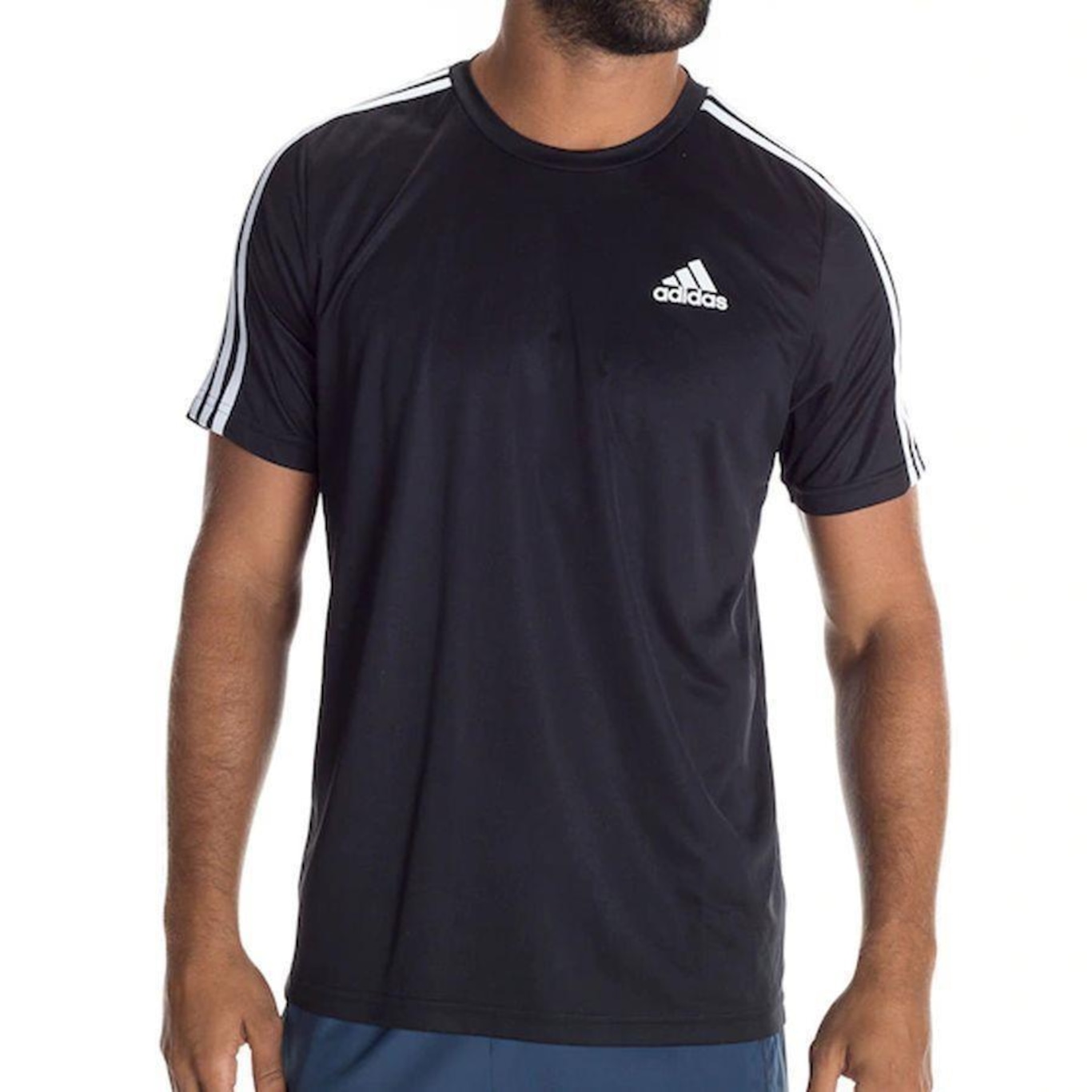 Camiseta adidas D2M 3 Listras - Masculina - Foto 1