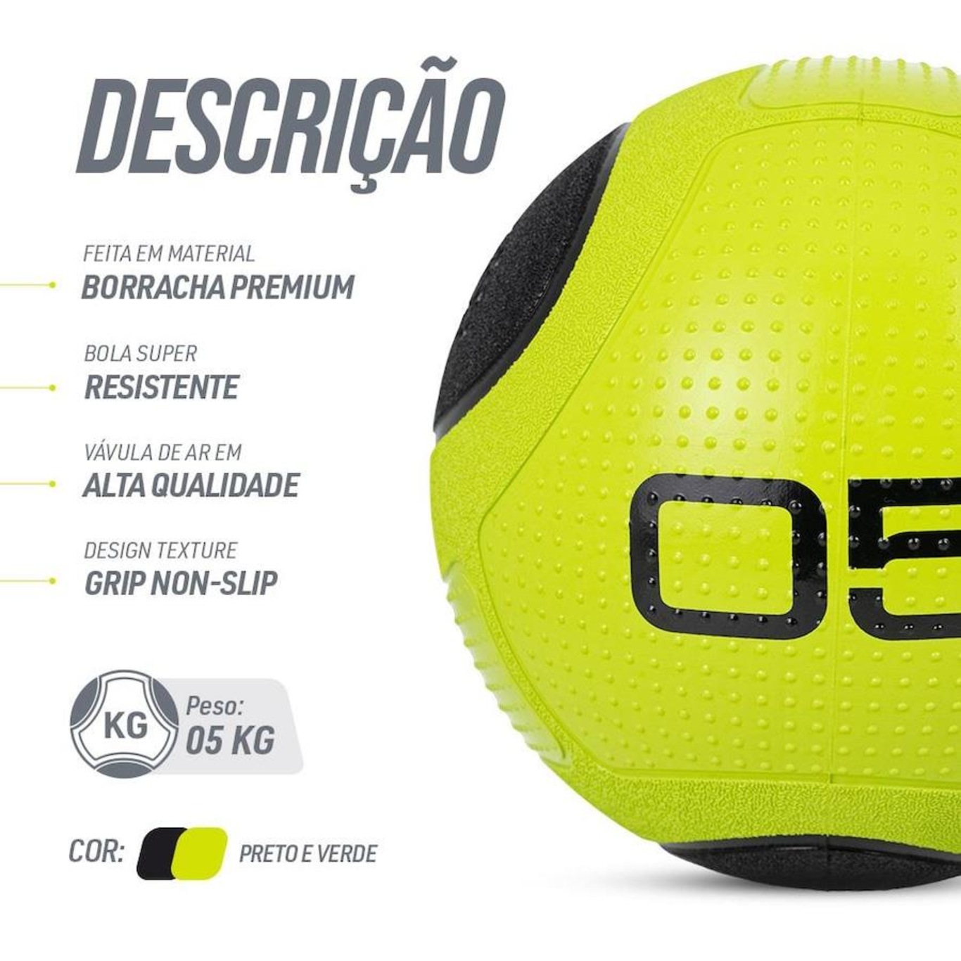 Medicine Ball Bola De Borracha Inflável Treino Funcional 5Kg em ...