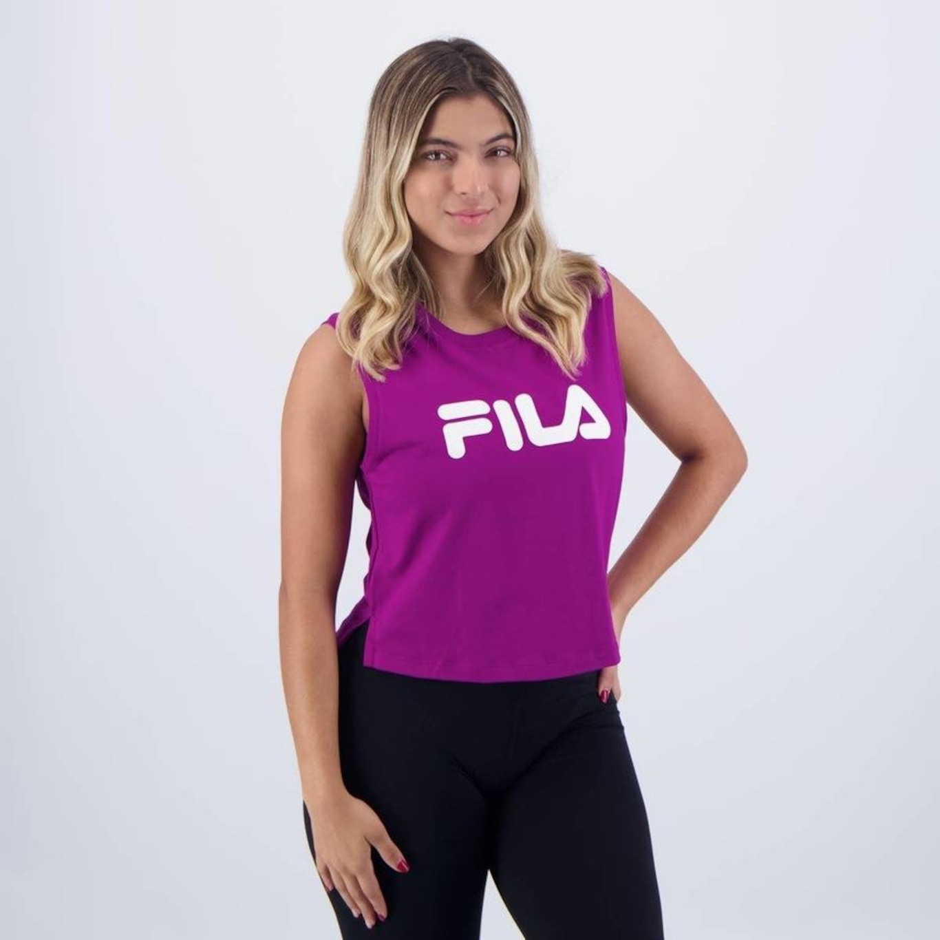 Blusa Cropped Regata Fila Letter III - Feminina - Foto 2