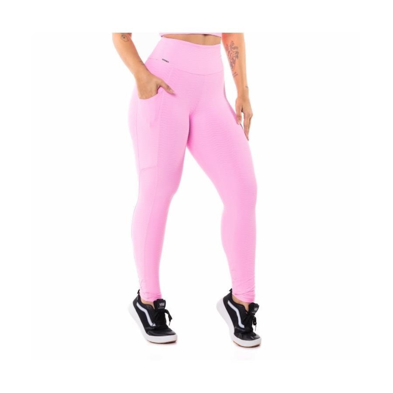 Calça Legging Orbis Fitness Poliamida com Textura Relevo Bolso - Feminina - Foto 1