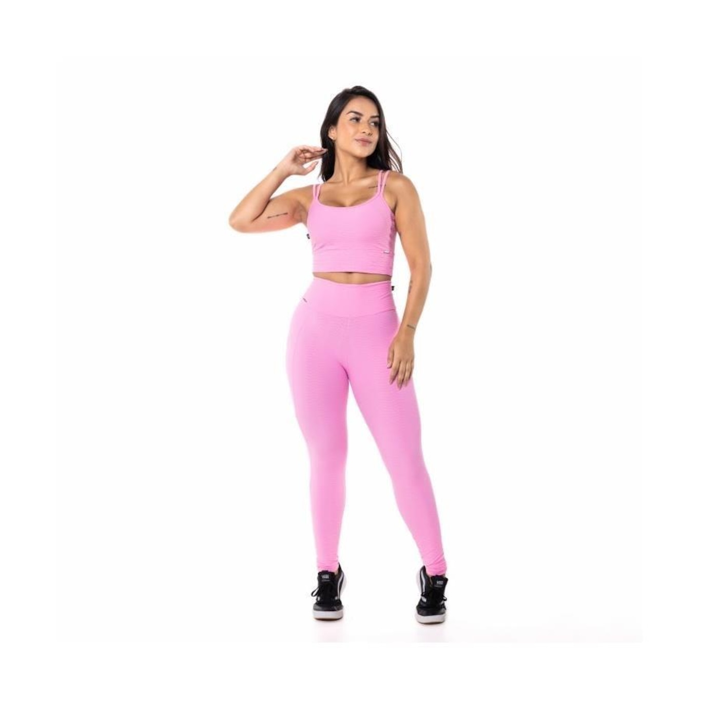 Calça Legging Orbis Fitness Poliamida com Textura Relevo Bolso - Feminina - Foto 4