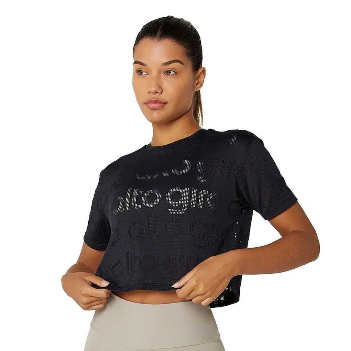 Blusa Cropped Alto Giro Mesh - Feminina - Foto 3