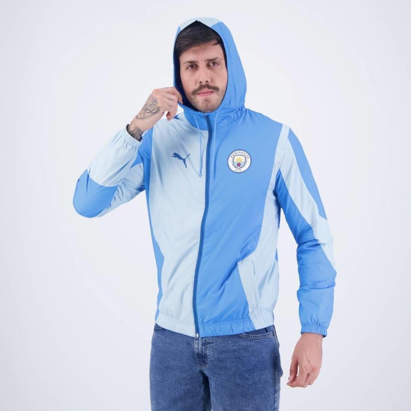 Jaqueta com Capuz Manchester City Pré Jogo Woven Puma - Masculina - Foto 2