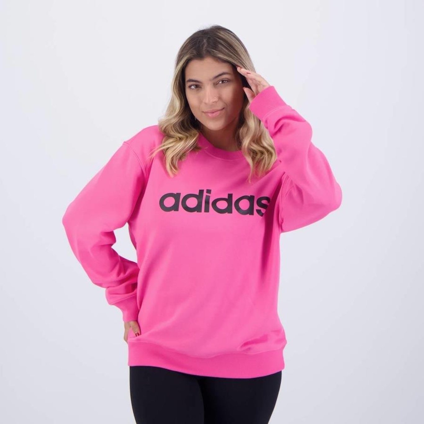 Blusão de Moletom Adidas Logo Linear - Feminino - Foto 1