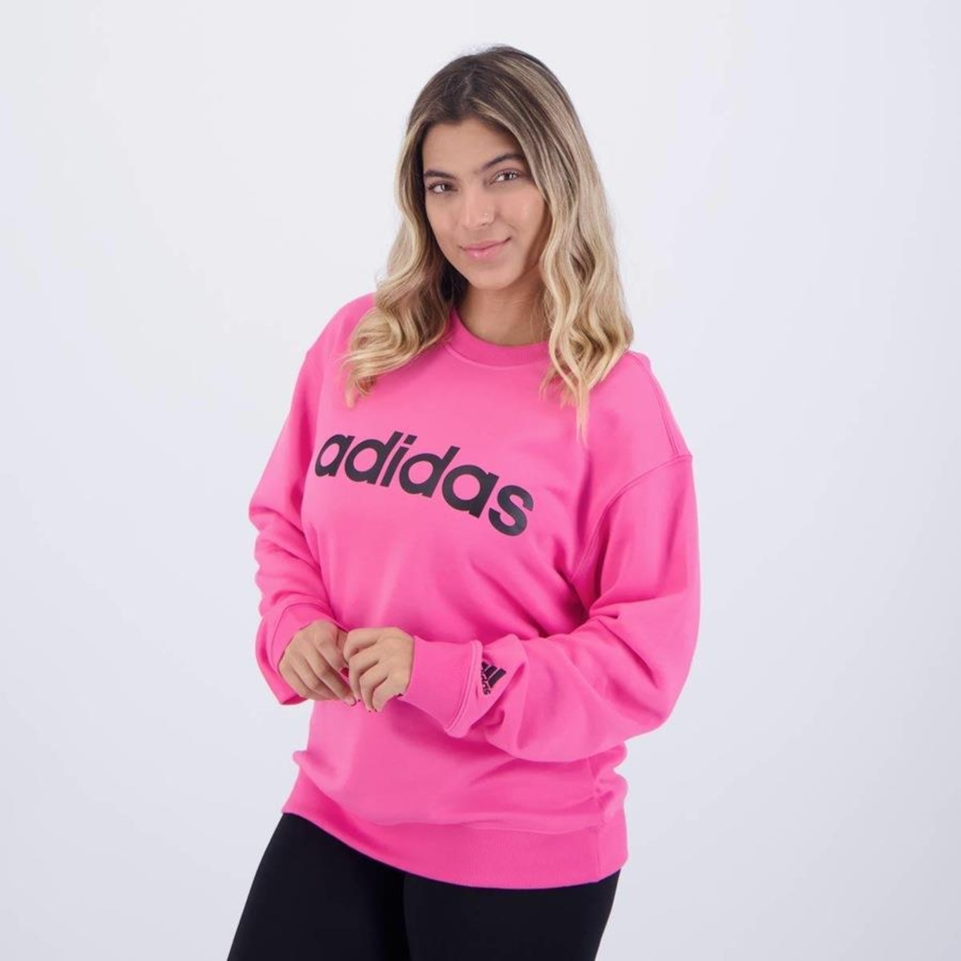 Blusão de Moletom Adidas Logo Linear - Feminino - Foto 3