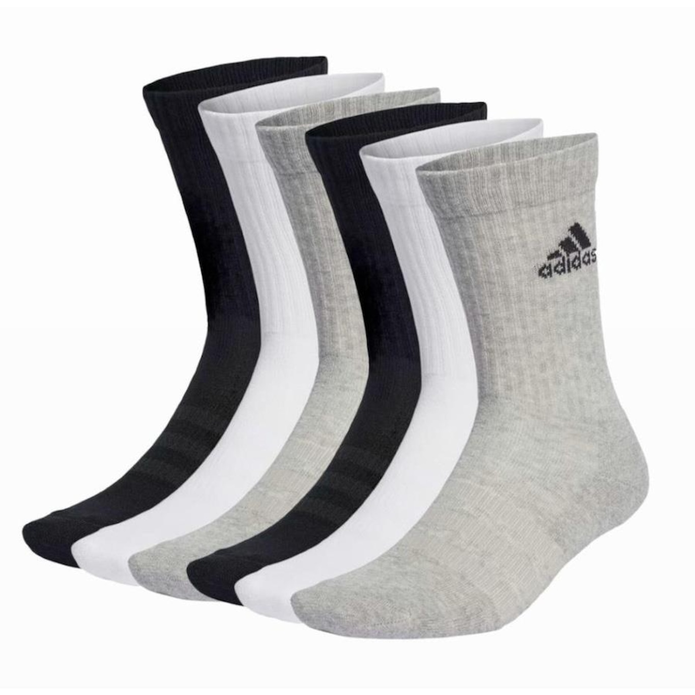 Kit Meia Cano Alto Adidas - 6 Pares - Adulto - Foto 1