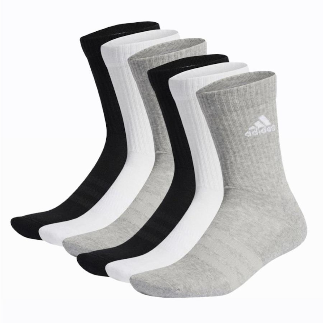 Kit Meia Cano Alto Adidas - 6 Pares - Adulto - Foto 1