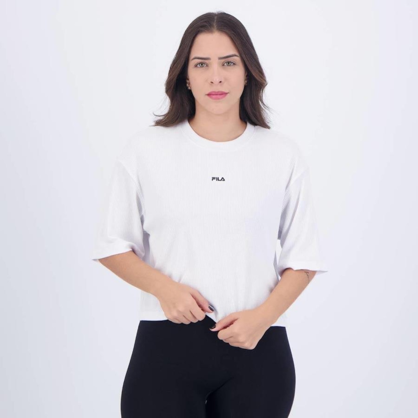 Blusa Cropped Fila Raglan - Feminina - Foto 1