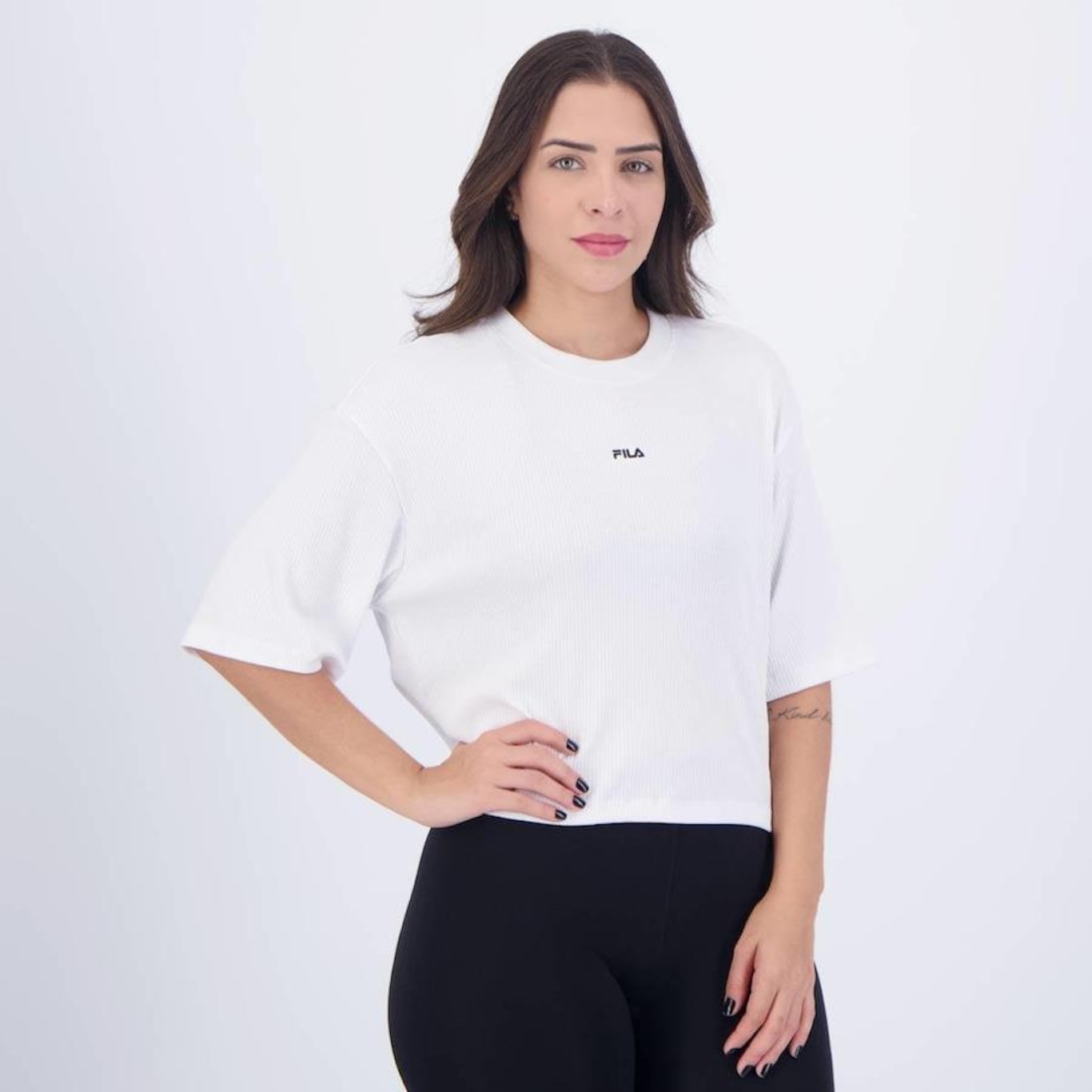 Blusa Cropped Fila Raglan - Feminina - Foto 2