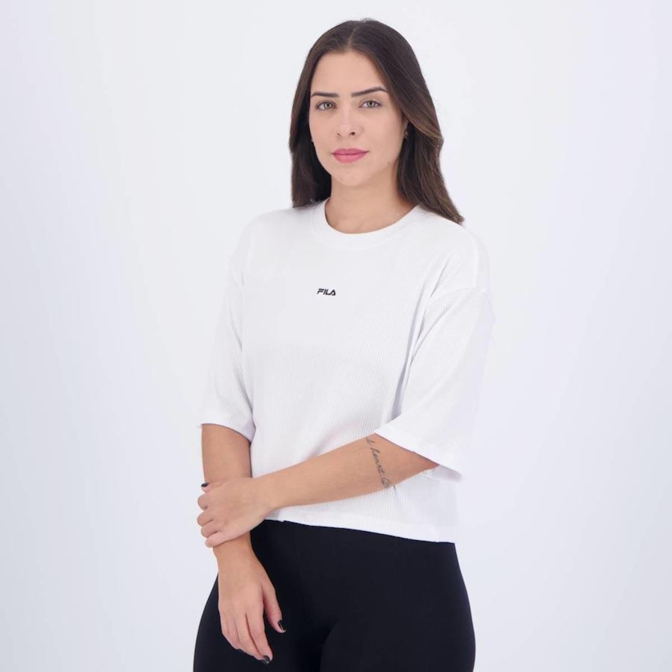 Blusa Cropped Fila Raglan - Feminina - Foto 3