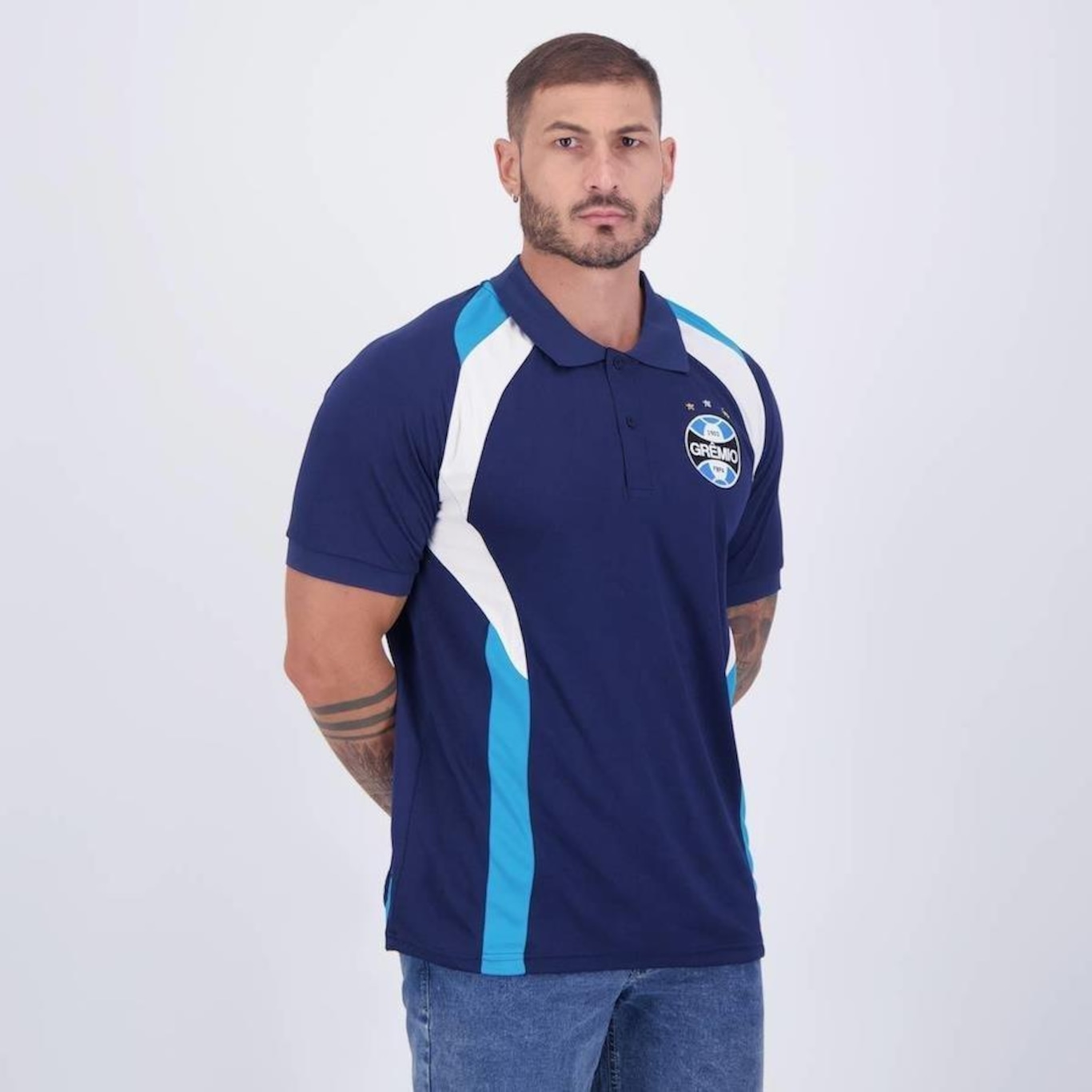 Camisa Polo do Grêmio Natural Cotton Imortal - Masculina - Foto 2