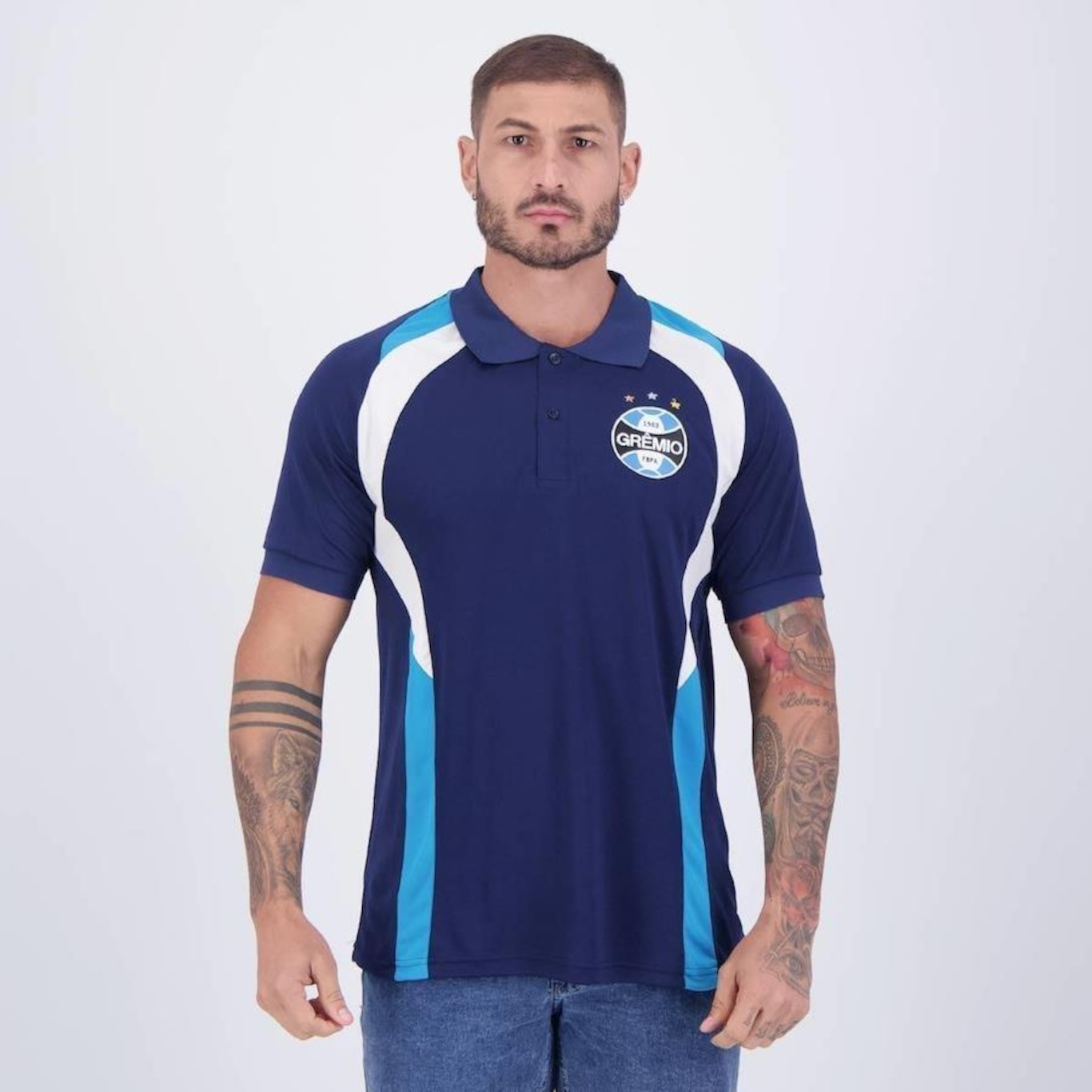 Camisa Polo do Grêmio Natural Cotton Imortal - Masculina - Foto 3