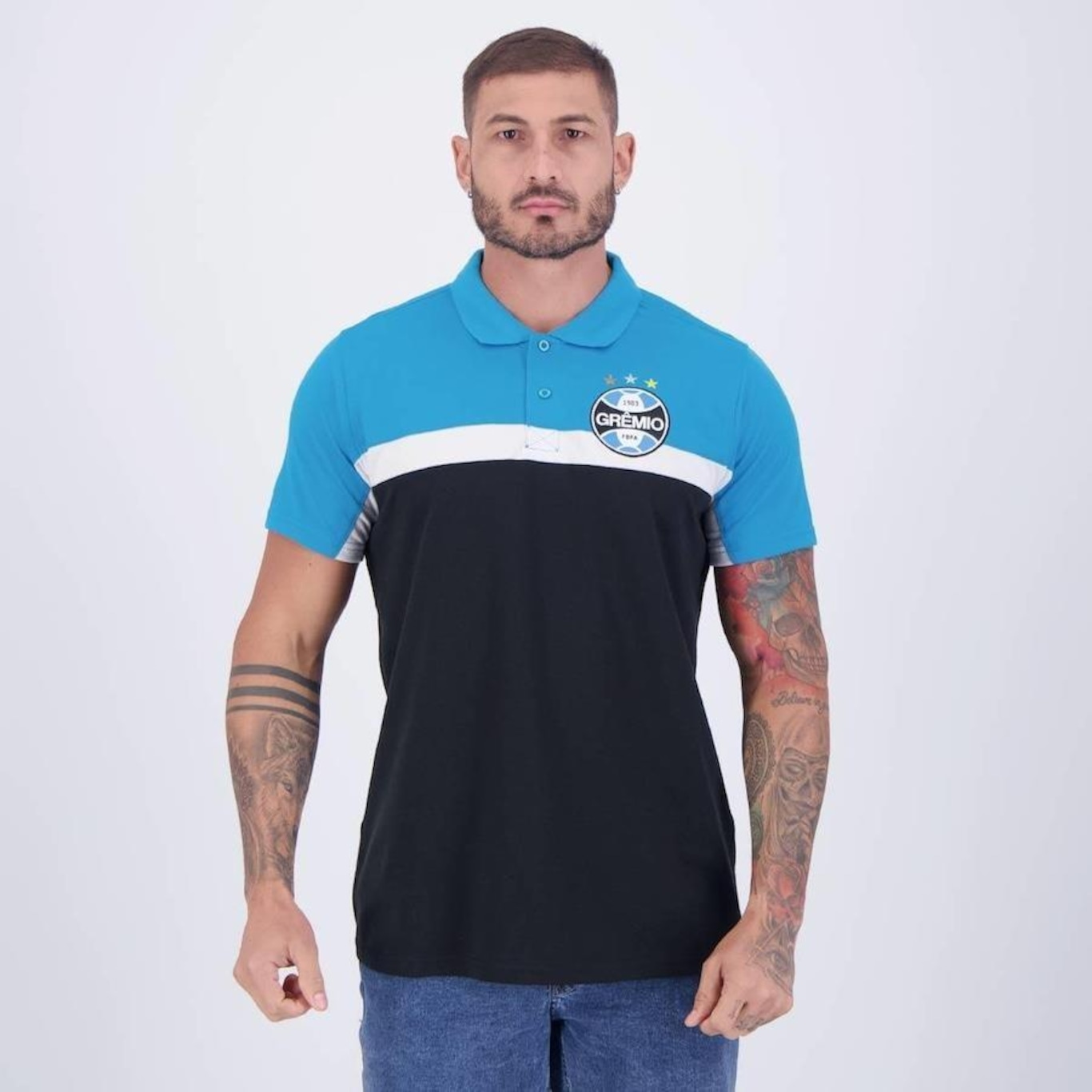 Camisa Polo do Grêmio Natural Cotton Cutts - Masculina - Foto 1