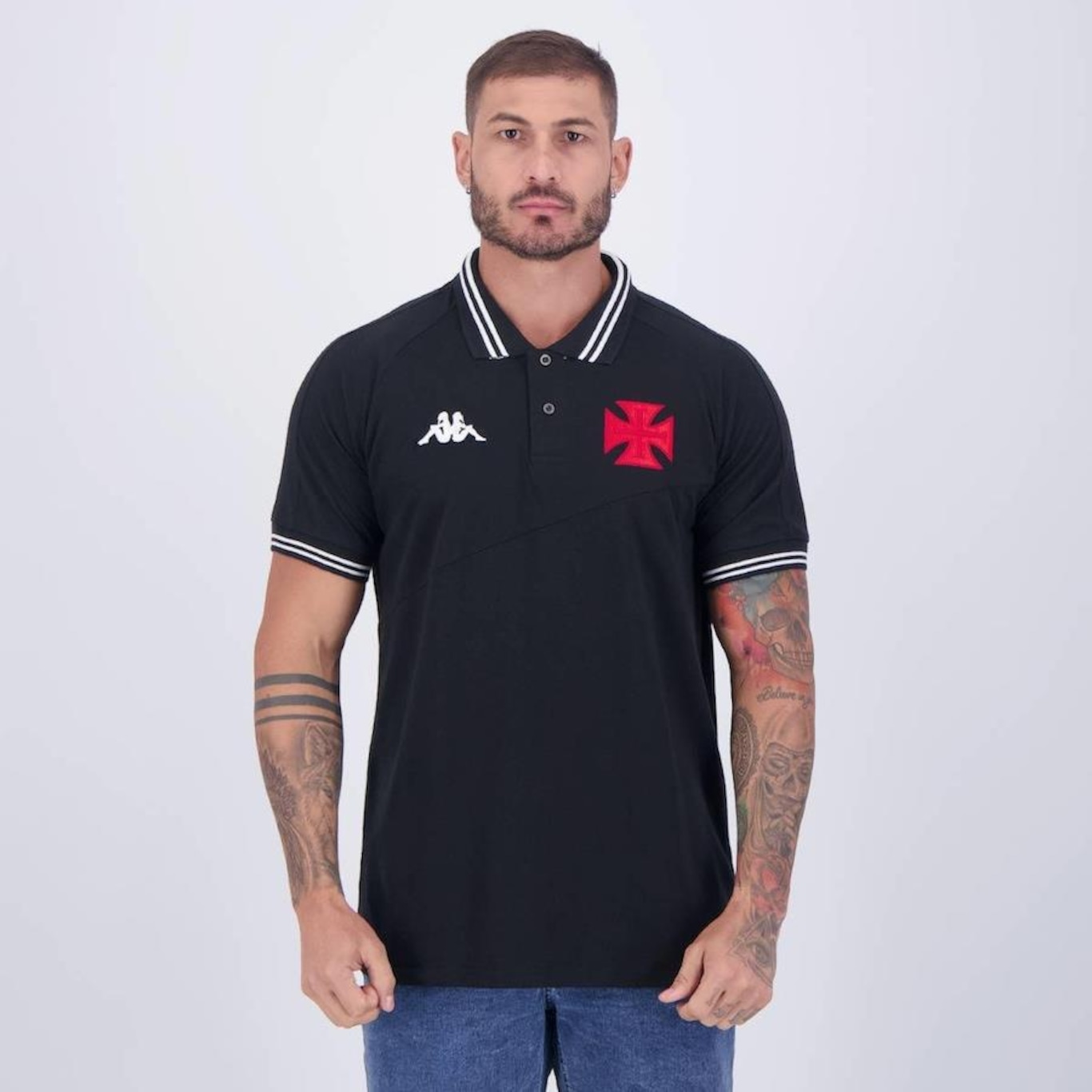 Camisa Polo Kappa Vasco Inserts - Masculina - Foto 1