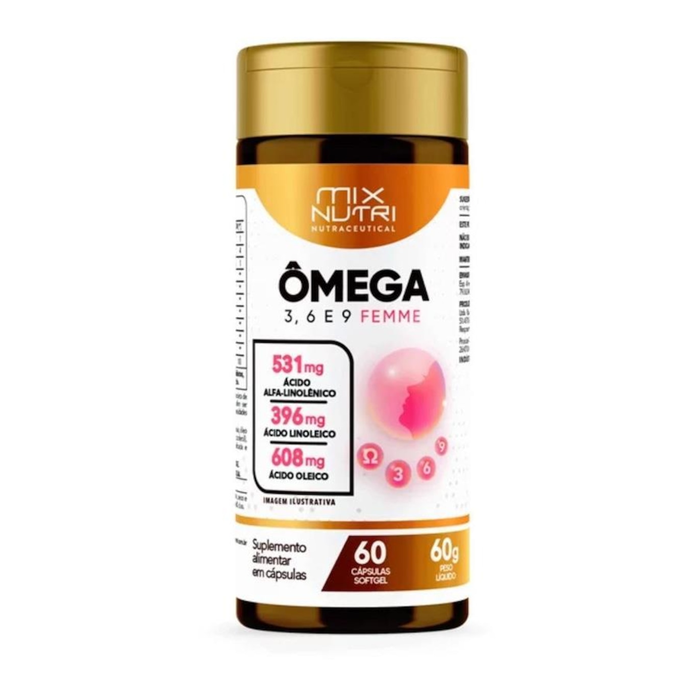 Ômega Feme Nutraceutical Mix Nutri - 60 Cápsulas - Foto 1