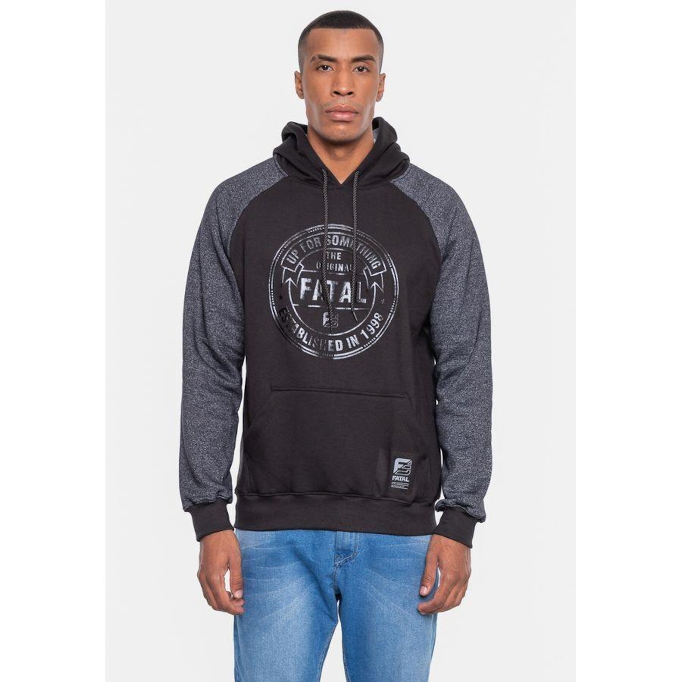 Blusão de Moletom Fatal Canguru Raglan - Masculino - Foto 1