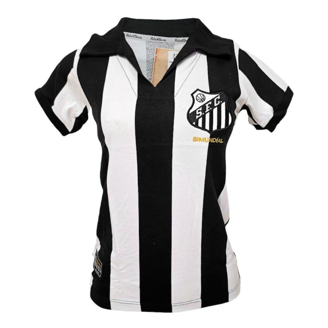 Camisa Baby Look do Santos Retro Bi Mundial 62/63 Listrada Retrômania - Feminina - Foto 1