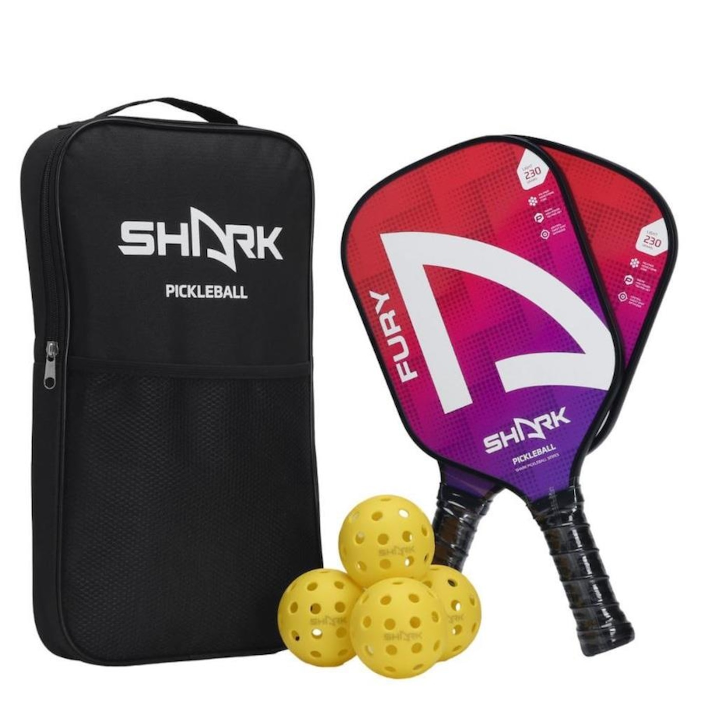 Kit Pickleball Shark com 2 Raquetes + 4 Bolas - Foto 1