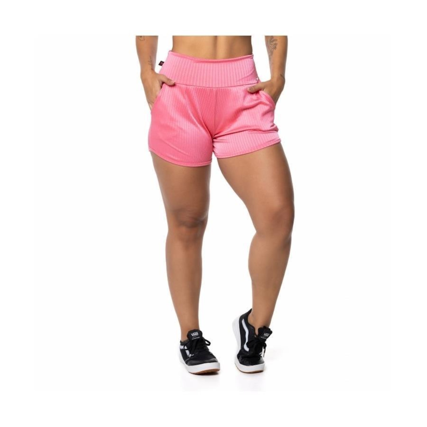 Shorts Orbis Fitness Poliamida Cirrê Cós Alto - Feminino - Foto 1