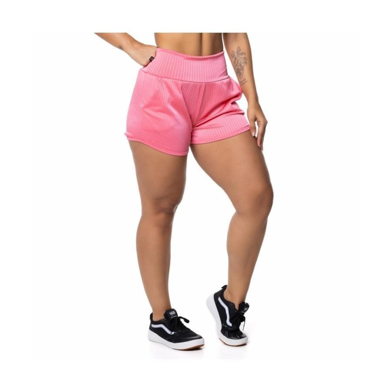 Shorts Orbis Fitness Poliamida Cirrê Cós Alto - Feminino - Foto 2