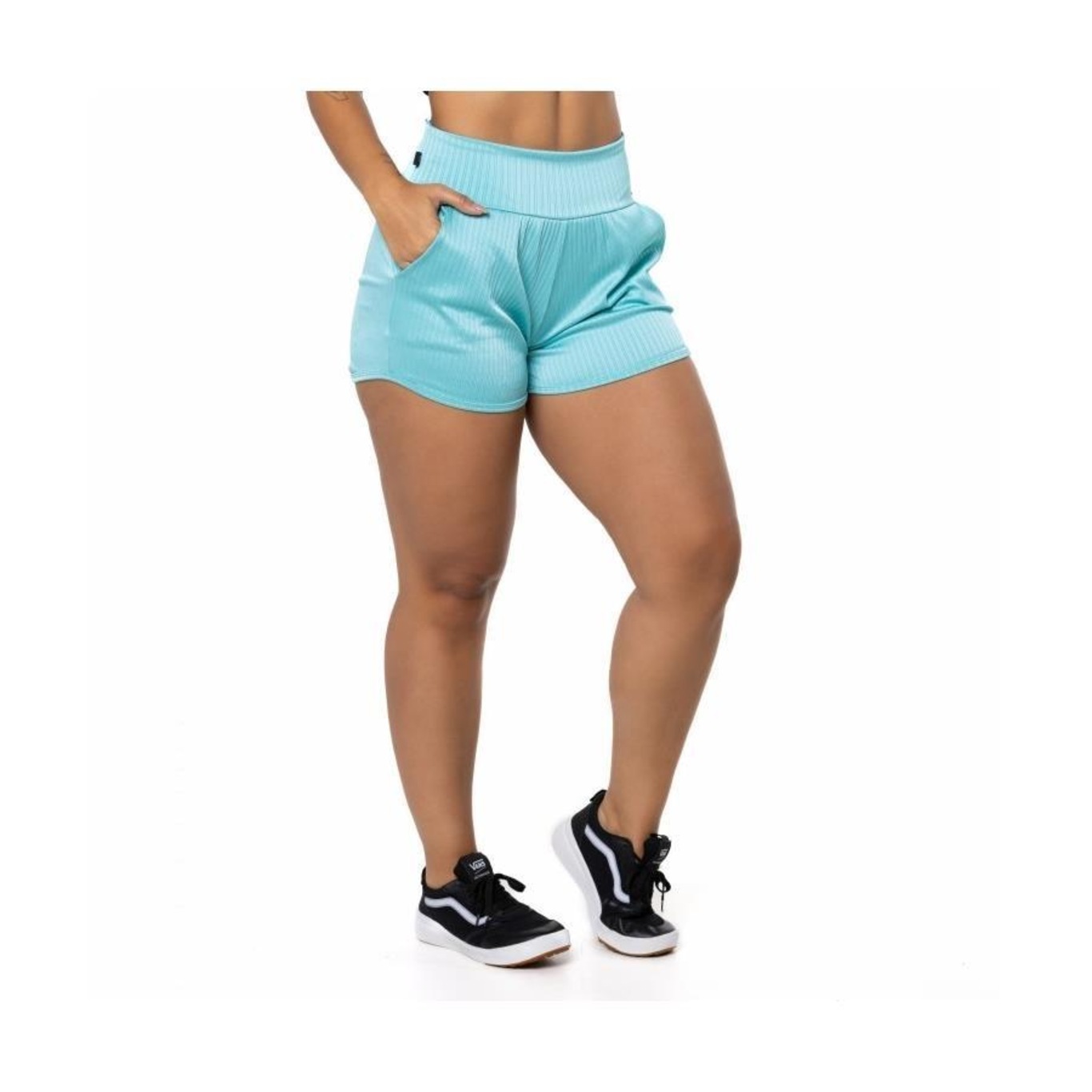 Shorts Orbis Fitness Poliamida Cirrê Cós Alto - Feminino - Foto 3