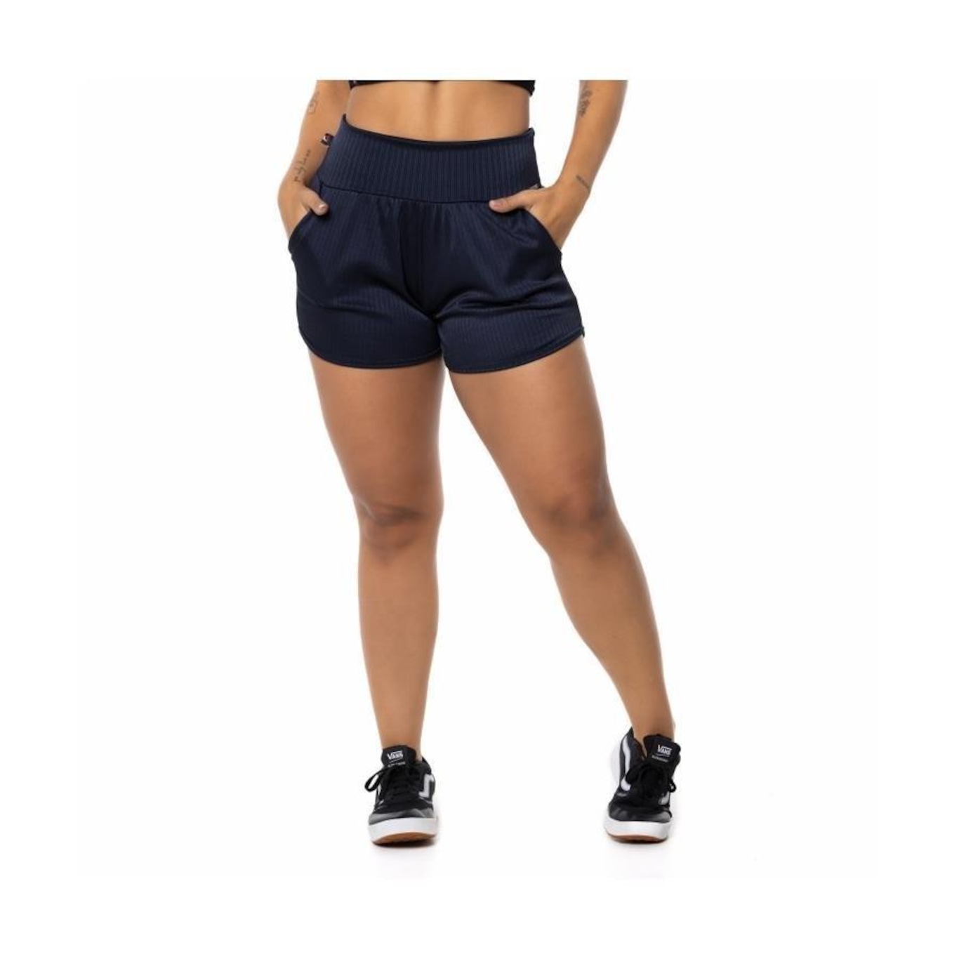 Shorts Orbis Fitness Poliamida Cirrê Cós Alto - Feminino - Foto 1