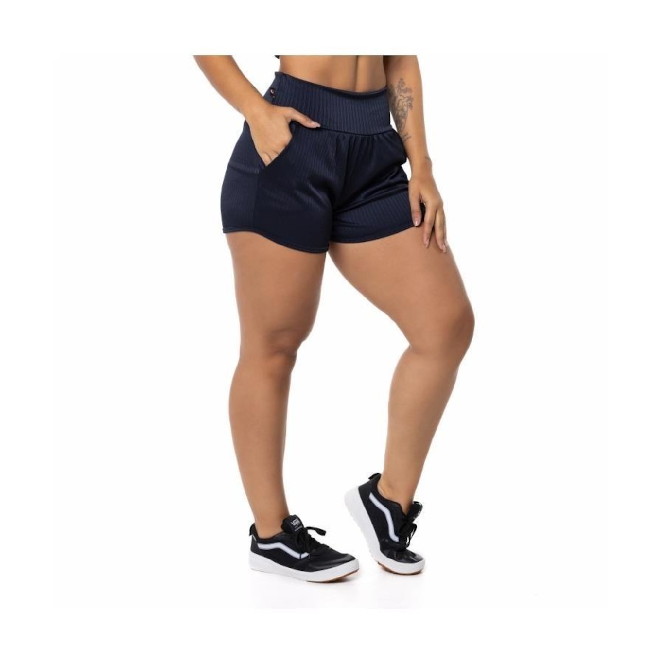 Shorts Orbis Fitness Poliamida Cirrê Cós Alto - Feminino - Foto 2