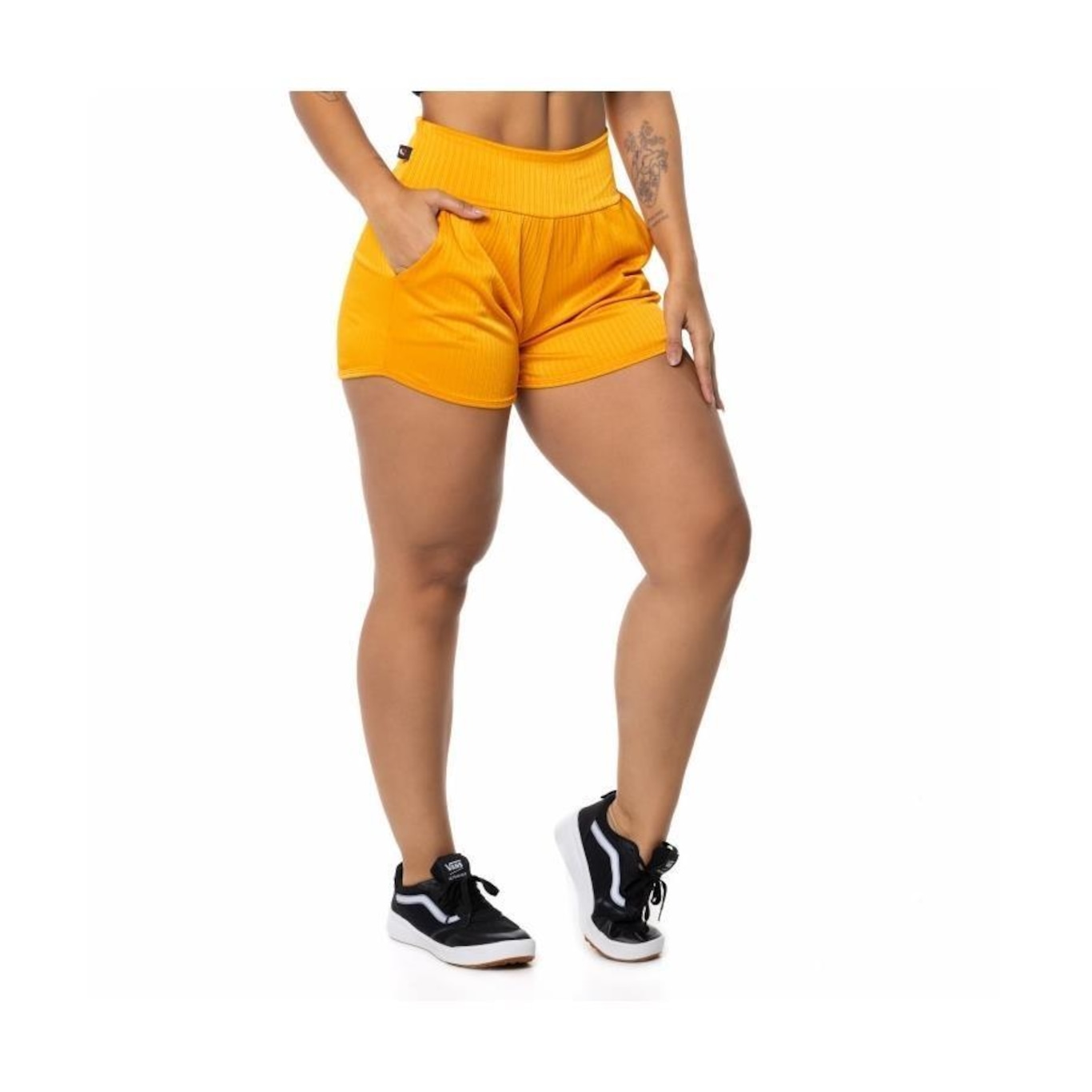 Shorts Orbis Fitness Poliamida Cirrê Cós Alto - Feminino - Foto 1