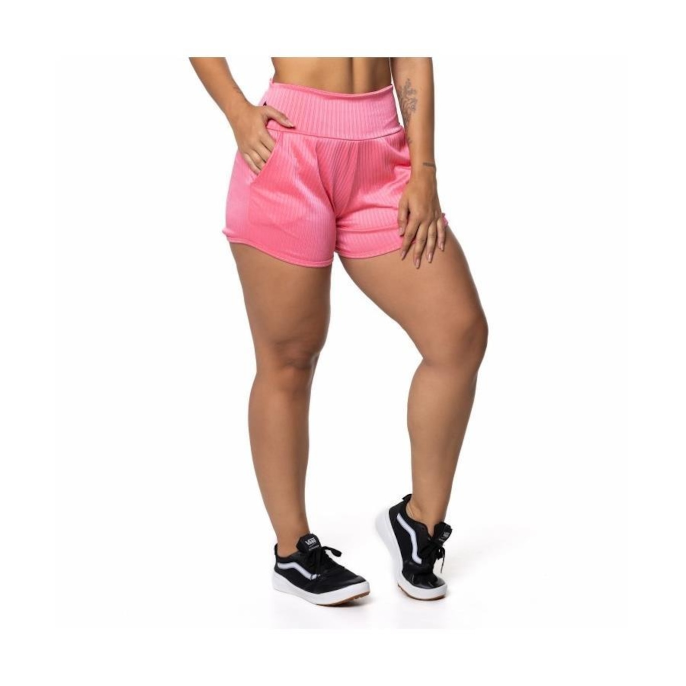 Shorts Orbis Fitness Poliamida Cirrê Cós Alto - Feminino - Foto 3