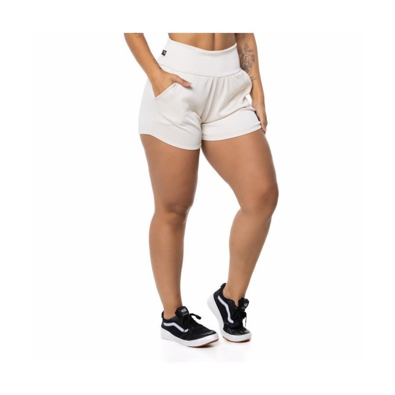 Shorts Orbis Fitness Poliamida Cirrê Cós Alto - Feminino - Foto 1