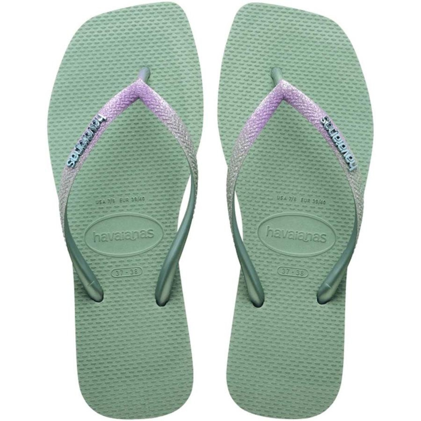 Chinelo Havaianas Slim Square Glitter - Feminino - Foto 1