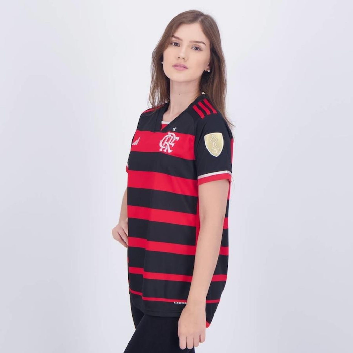 Camisa 1 do Flamengo 2024 Patch Libertadores adidas - Feminina - Foto 3