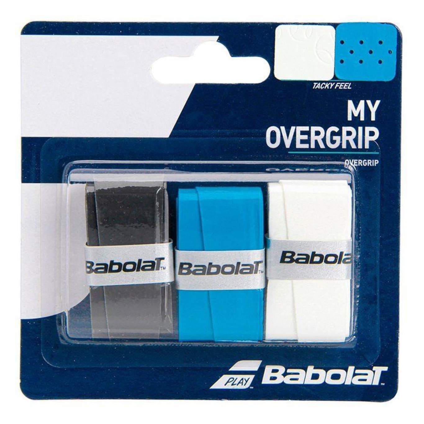 Overgrip My Grip X3 Preto Azul e Branco -  Babolat - Foto 1