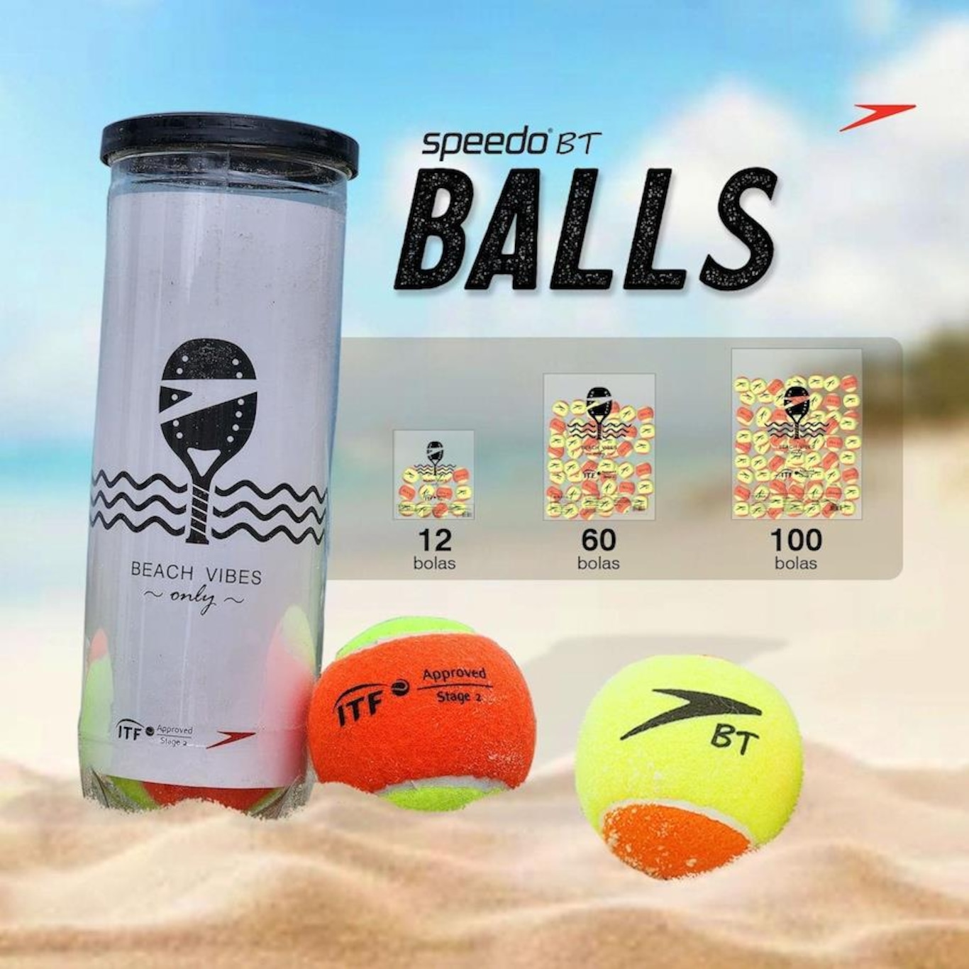 Kit com 12 Bolas de Beach Tennis Speedo BT Speed - Foto 2