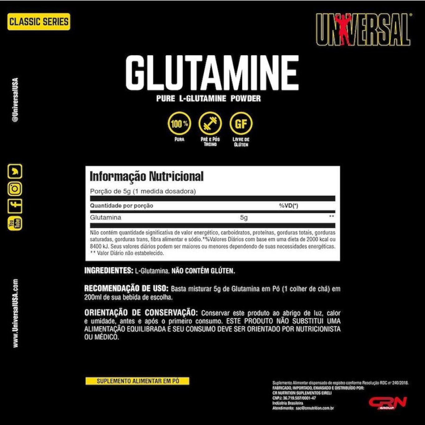 Kit Glutamina 600G + Coqueteleira 600Ml - Universal - Foto 2