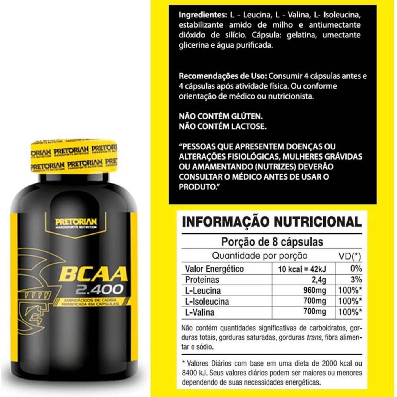 Bcaa Pretorian 2400 - 60 Cápsulas - Foto 2