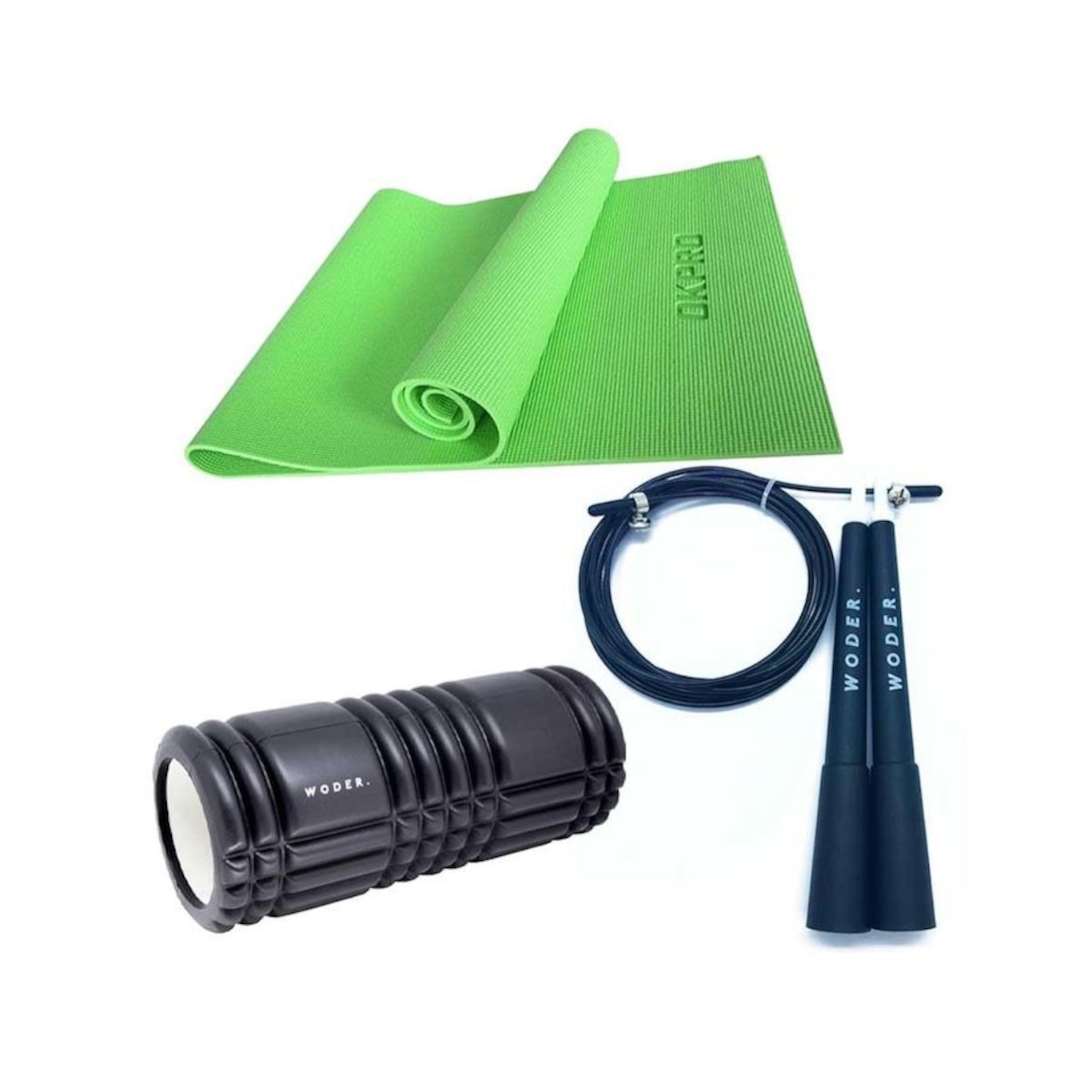 Kit Tapete Yoga Eva + Rolo Massagem + Corda De Pular Woder - Foto 1