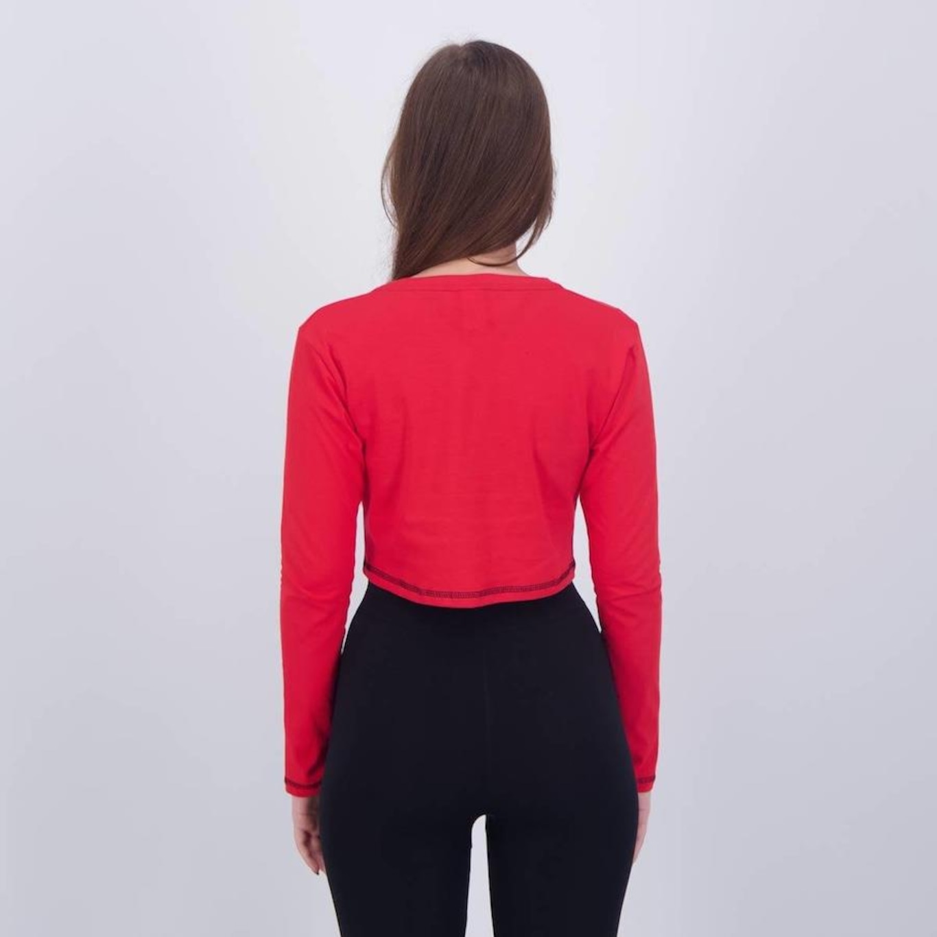 Blusa Cropped Manga Longa do Flamengo Braziline Heath - Feminina - Foto 3