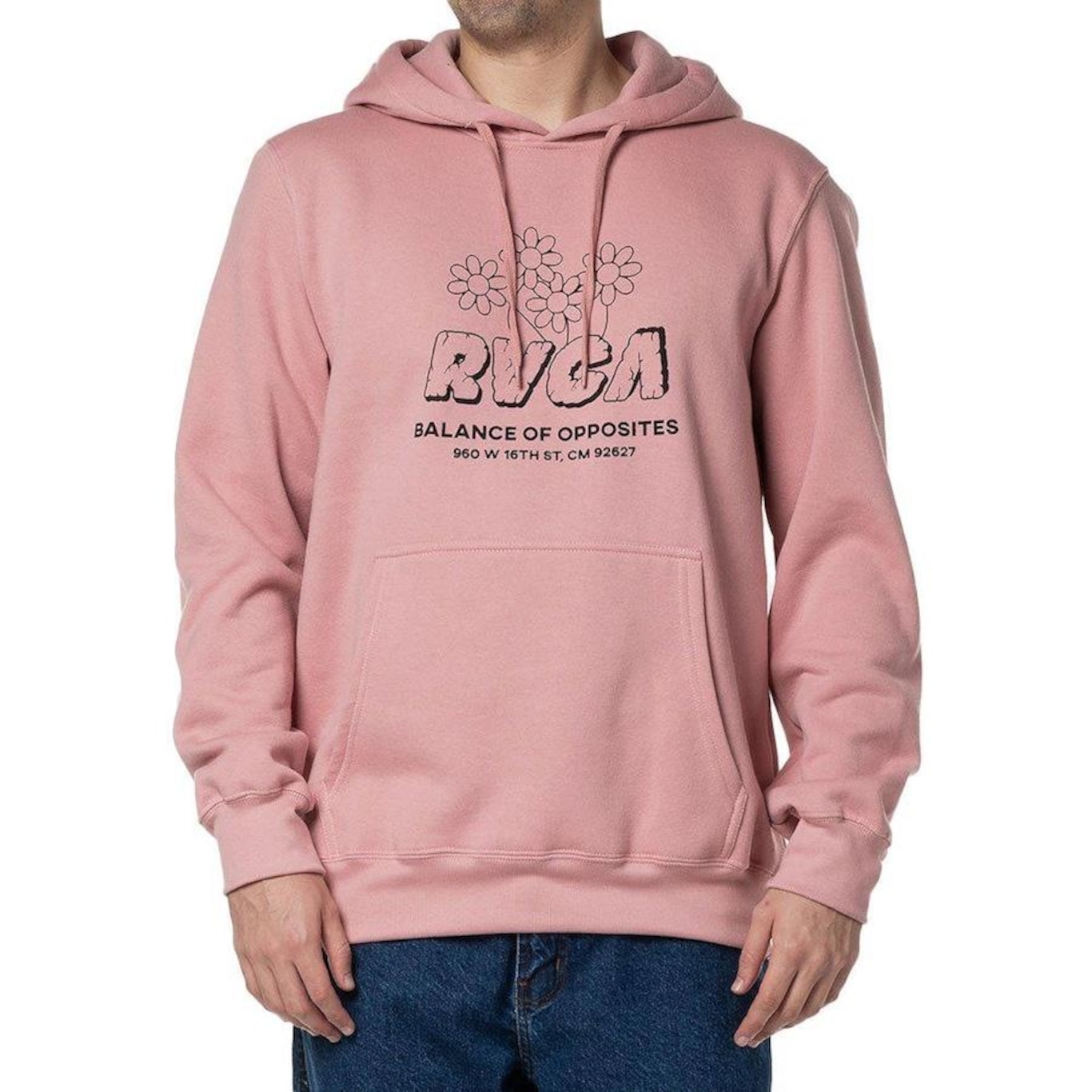 Blusão de Moletom com Capuz Rvca Gardener 280G Wt24 Masculino Rosa - Foto 1