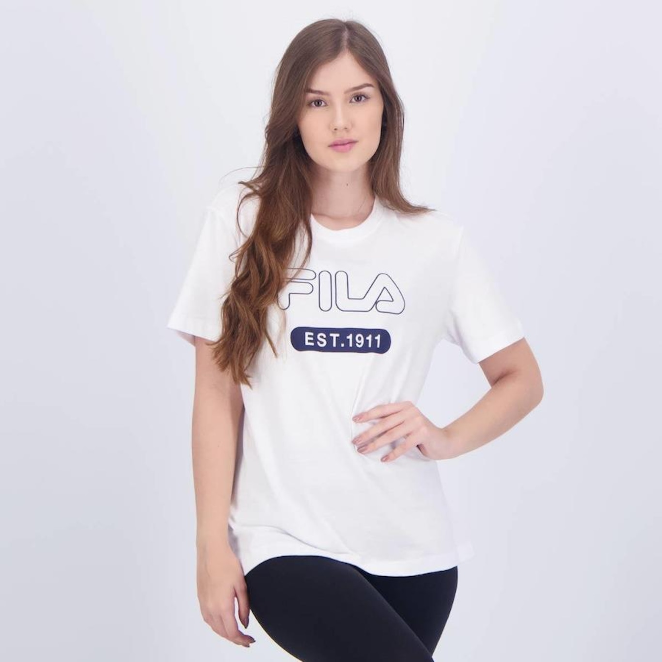 Camiseta Fila Letter Outline - Feminina - Foto 1