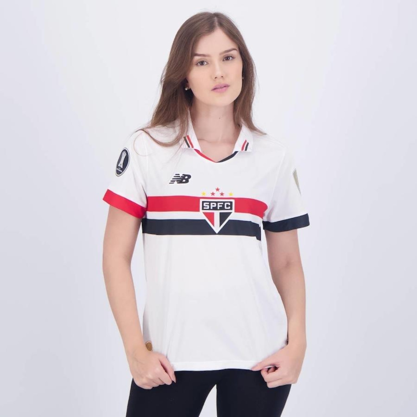 Camisa do São Paulo I 2024 Patch Libertadores New Balance - Feminina - Foto 1