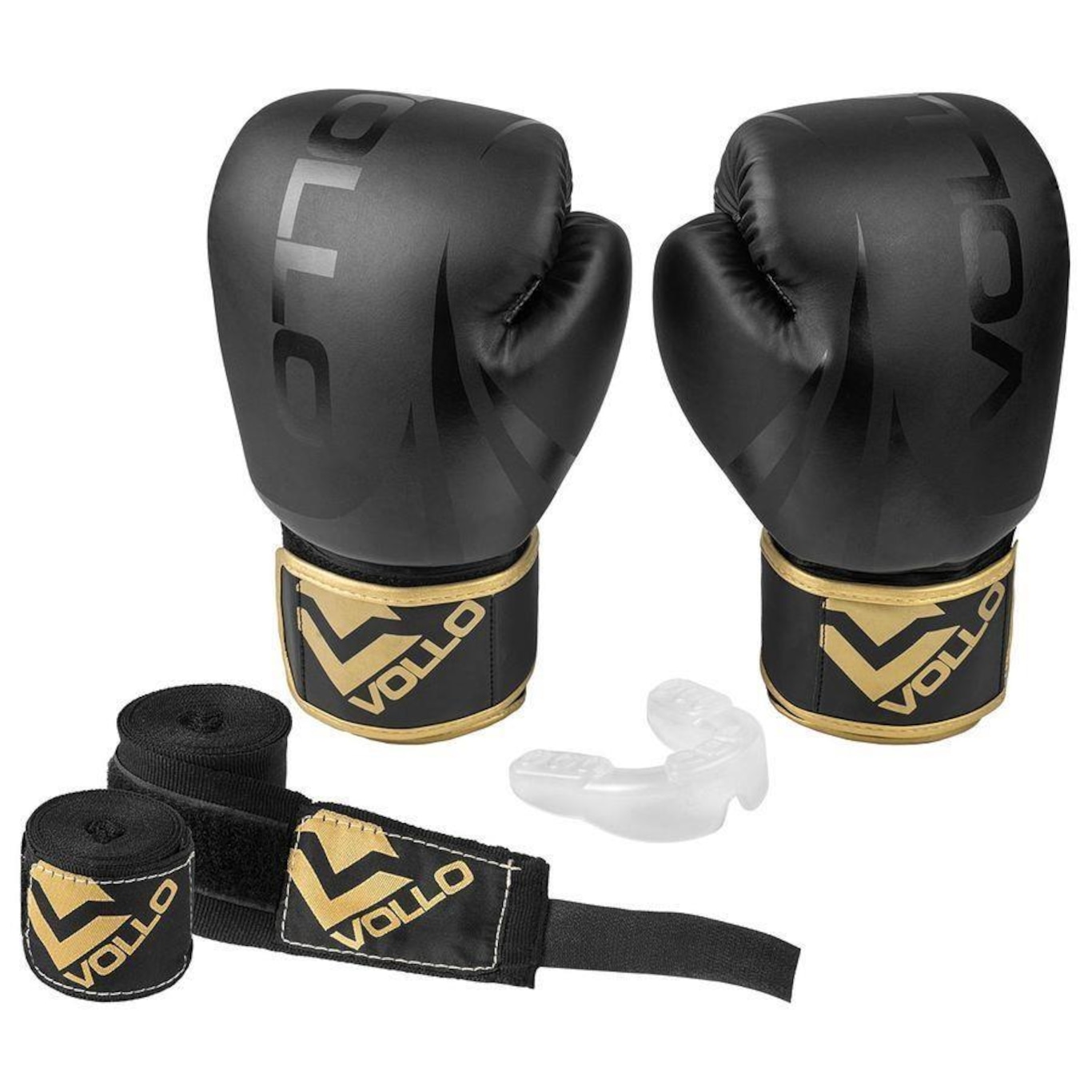 Kit De Boxe E Muay Thai Training Luva 12Oz, Protetor Bucal E Bandagem 3M Vollo - Foto 1