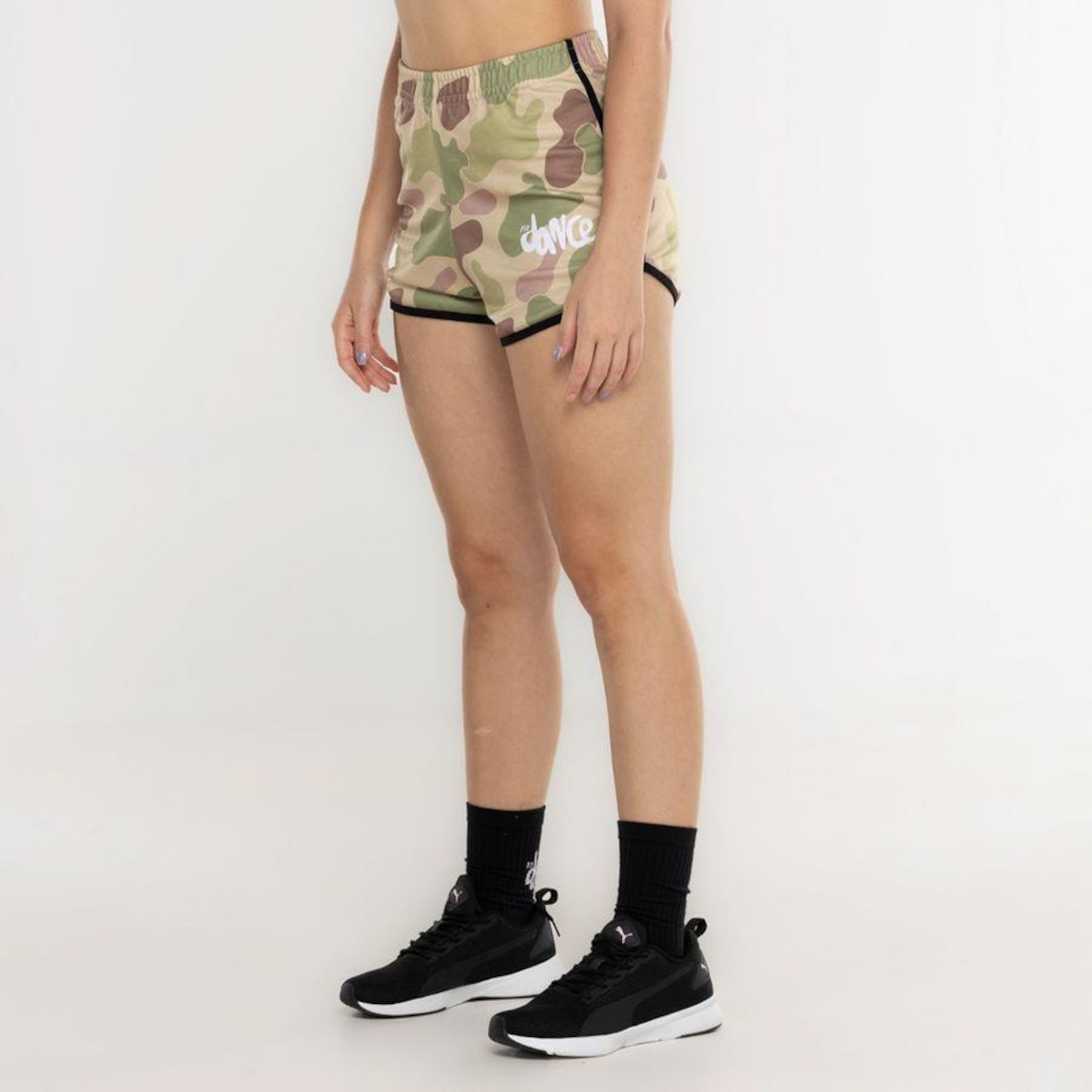 Shorts FitDance Listra Lateral Camuflado - Feminino - Foto 2