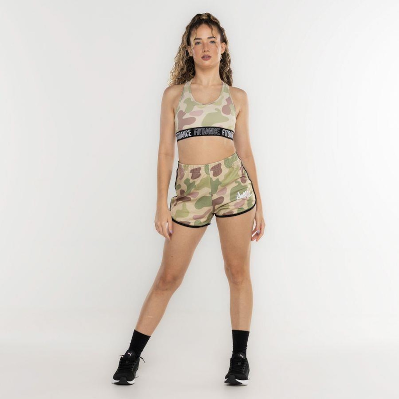 Shorts FitDance Listra Lateral Camuflado - Feminino - Foto 4