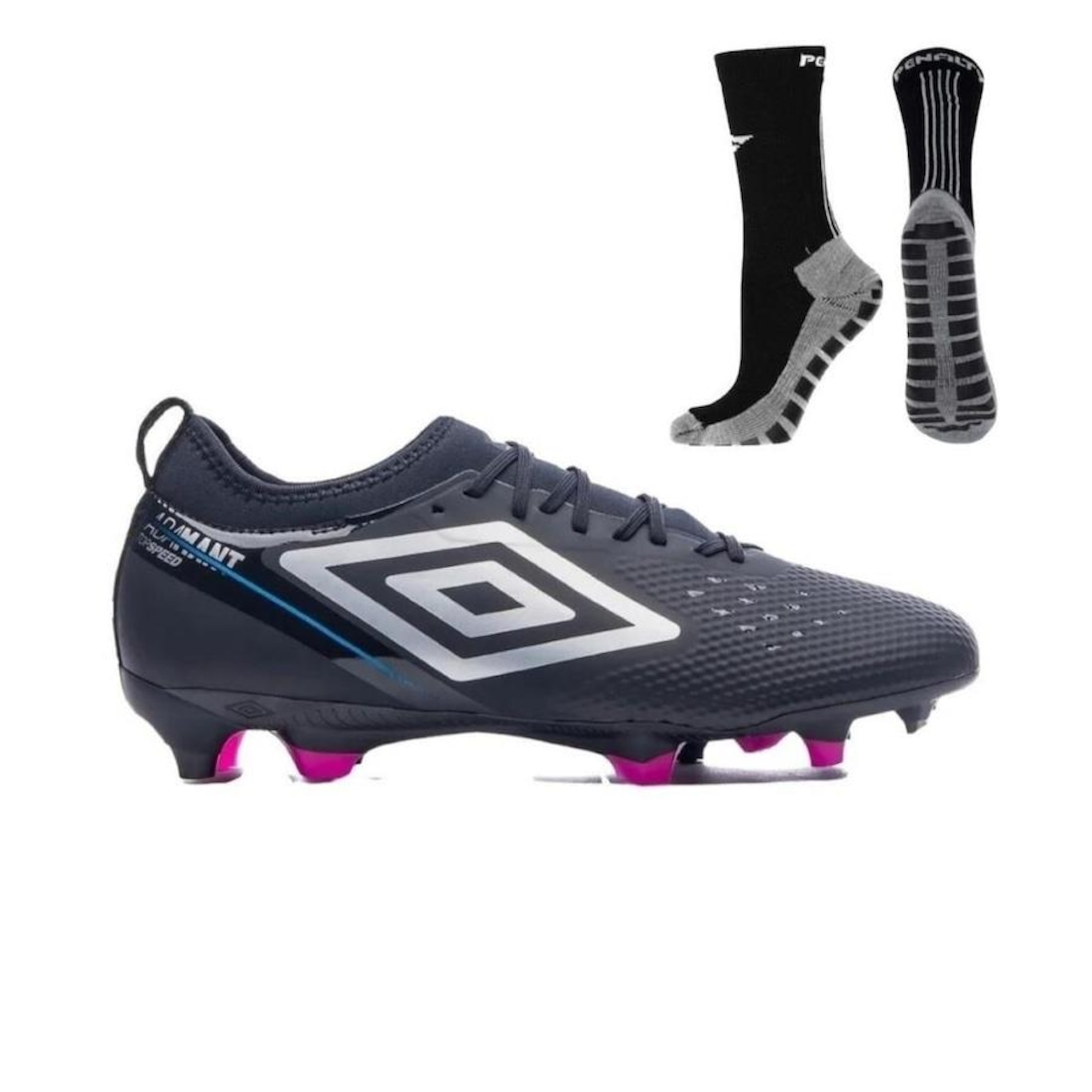 Chuteira de Campo Umbro Adamant Top Speed Club + Meia Antiderrapante - Adulto - Foto 1