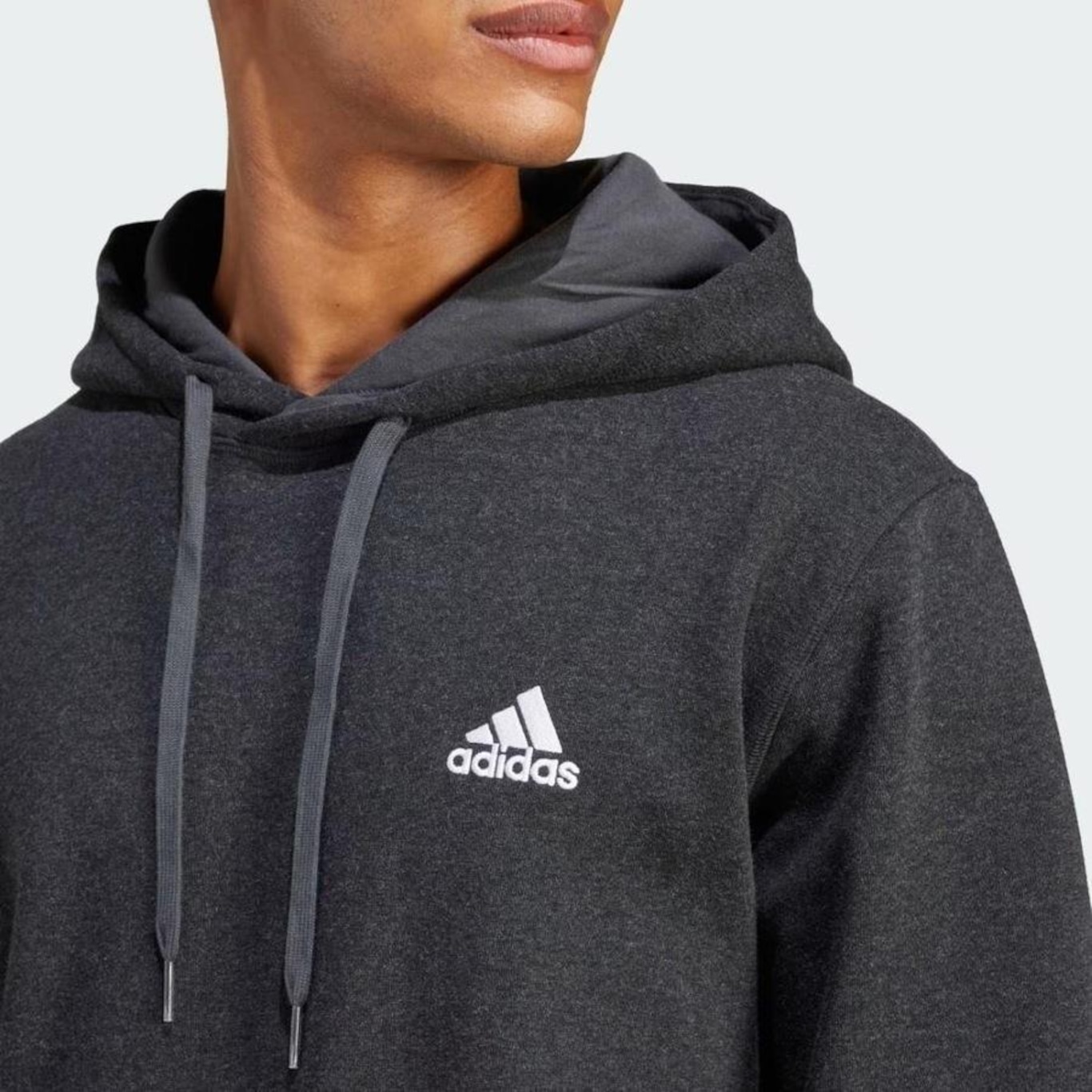 Blusão de Moletom com Capuz adidas Liso - Masculino - Foto 4