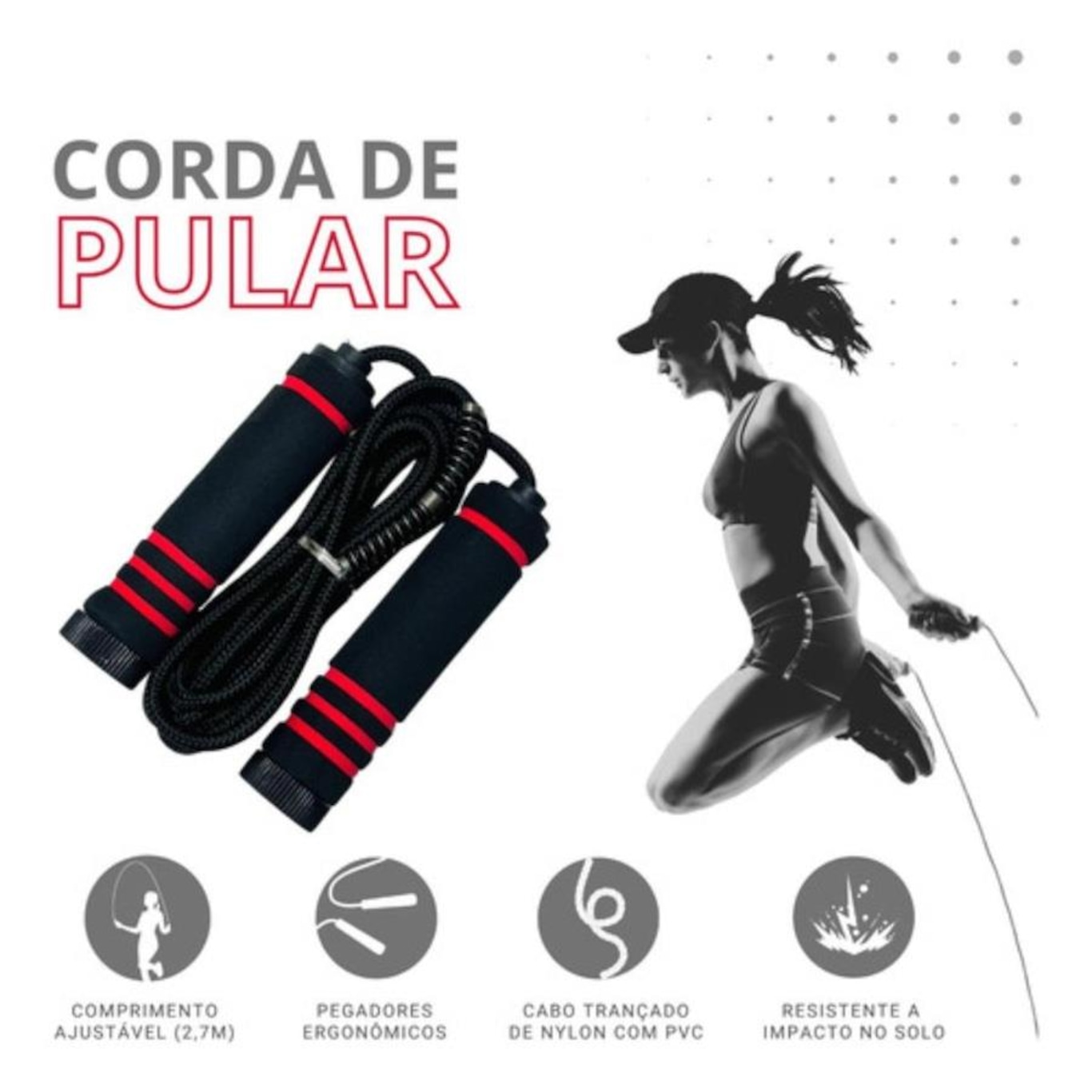 Corda de Pular Jatai Sports Ajustavel - 2,7 Metros - Foto 3