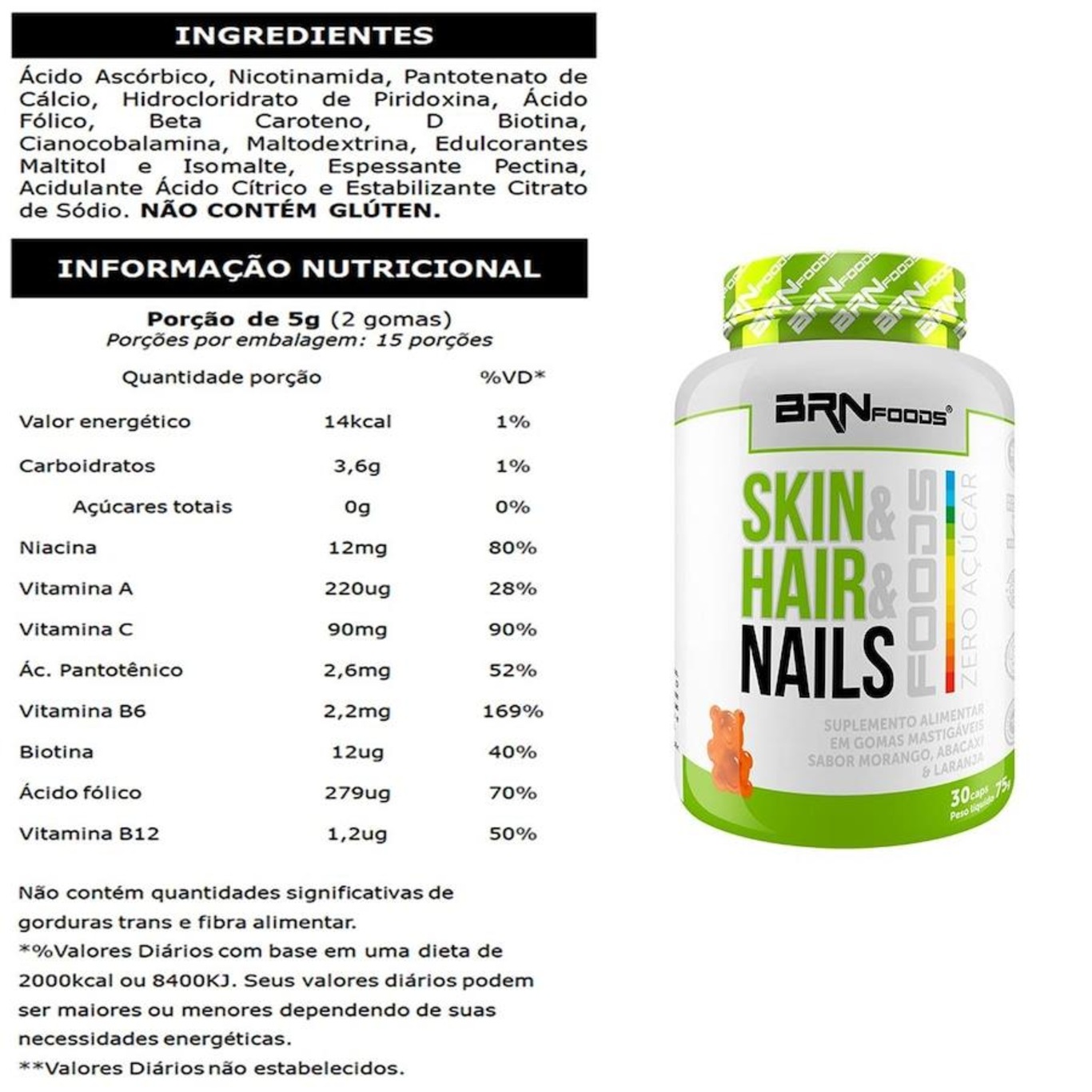 Multivitamínico Brn Foods Skin Hair Nails Sortido 30 Cápsulas Em Promoção Centauro 