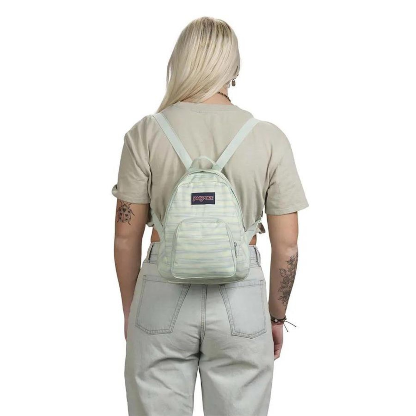 Mini Mochila Jansport Half Pint 70S Space Dye Fresh Mint - Foto 6