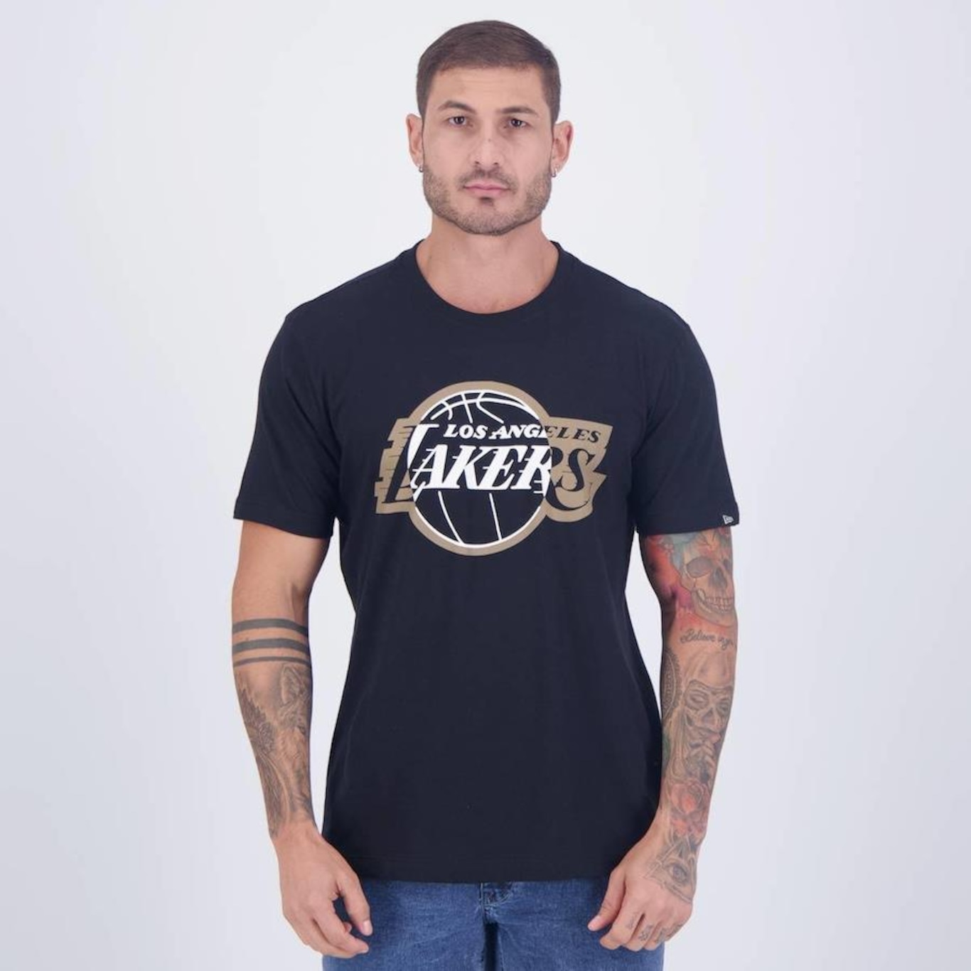 Camiseta New Era Nba Los Angeles Lakers Core Logo - Masculina - Foto 1